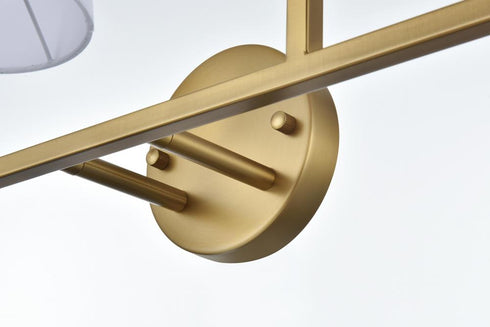 Elegant Lighting Senna 35.5 inch Wall Sconce in Satin Gold in Satin Gold and White Finish Model: LD7322W36SG