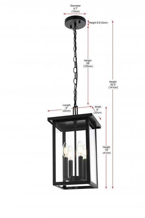 Elegant Lighting Sheridan 7 inch Outdoor Pendant in Black Model: OD324H16BK