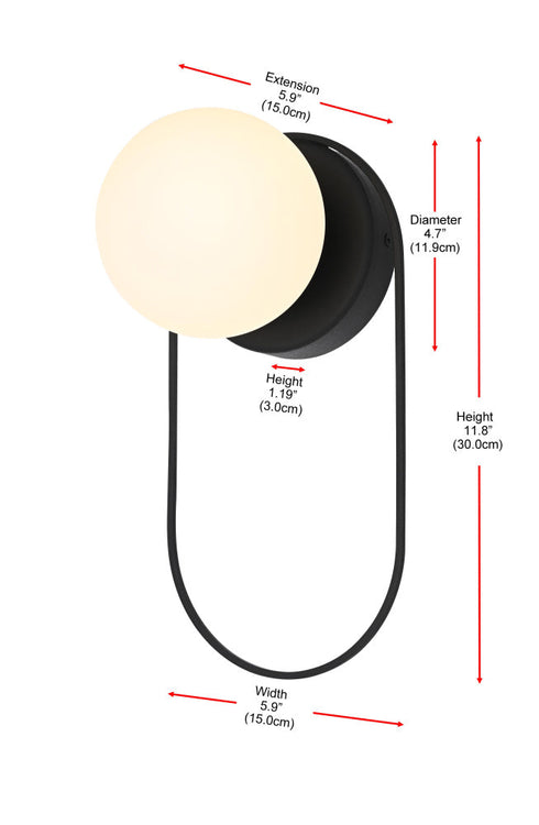 Elegant Lighting Silas 1 Light Wall Sconce W5.9 Inch E5.9 Inch H11.8 Inch in Black Model: OD403W12BK