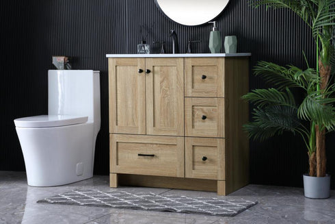 Elegant Lighting Soma 32 inch Single Bathroom Vanity in Mango Wood Model: VF2832MW