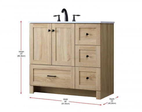 Elegant Lighting Soma 36 inch Single Bathroom Vanity in Mango Wood Model: VF2836MW