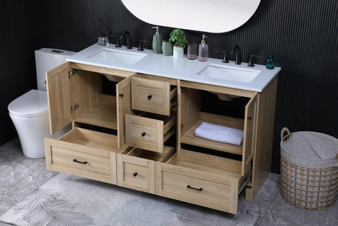 Elegant Lighting Soma 60 inch Double Bathroom Vanity in Mango Wood Model: VF2860DMW