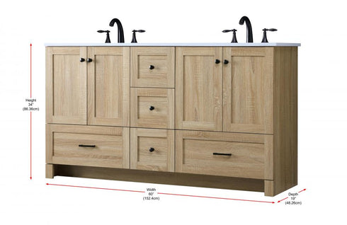 Elegant Lighting Soma 60 inch Double Bathroom Vanity in Mango Wood Model: VF2860DMW