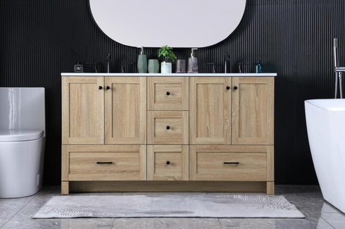 Elegant Lighting Soma 60 inch Double Bathroom Vanity in Mango Wood Model: VF2860DMW