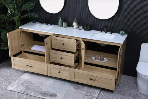 Elegant Lighting Soma 84 inch Double Bathroom Vanity in Mango Wood Model: VF2884DMW