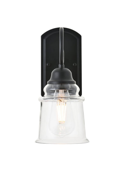Elegant Lighting spire 1 light Black Wall Sconce in Black and Clear Finish Model: LD4007W5BK