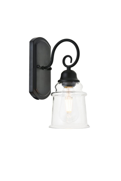Elegant Lighting spire 1 light Black Wall Sconce in Black and Clear Finish Model: LD4007W5BK