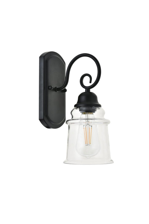 Elegant Lighting spire 1 light Black Wall Sconce in Black and Clear Finish Model: LD4007W5BK