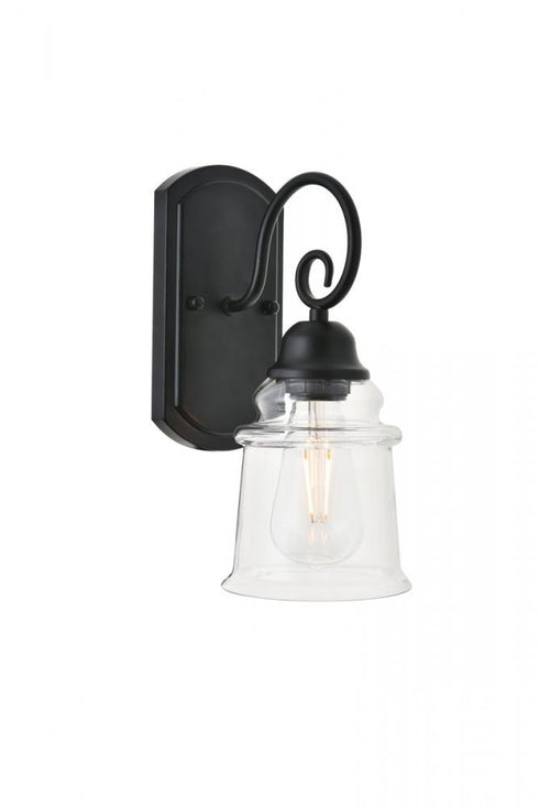 Elegant Lighting spire 1 light Black Wall Sconce in Black and Clear Finish Model: LD4007W5BK