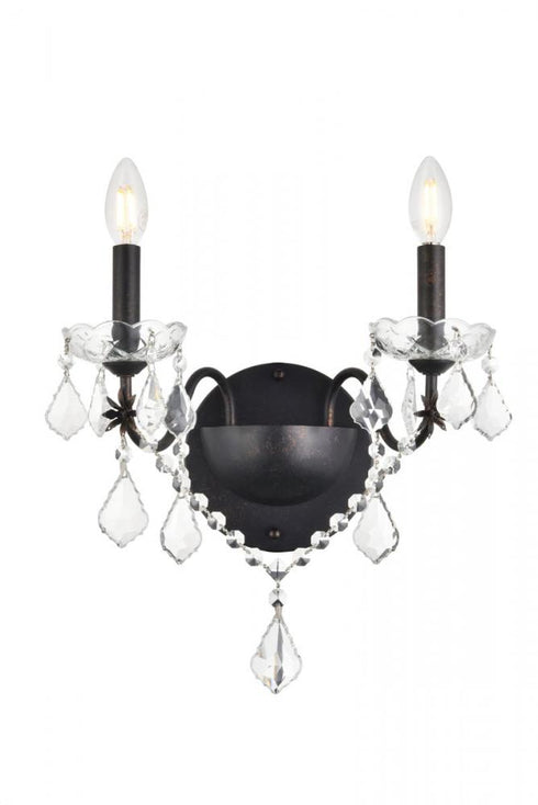 Elegant Lighting St. Francis 2 light in Chrome Wall Sconce Clear Royal Cut Crystal Model: V2015W2C/RC