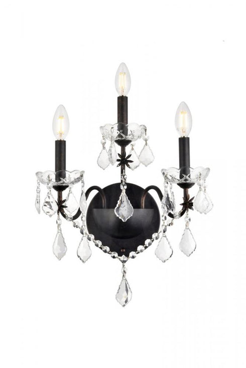 Elegant Lighting St. Francis 3 light in Chrome Wall Sconce Clear Royal Cut Crystal Model: V2015W3C/RC