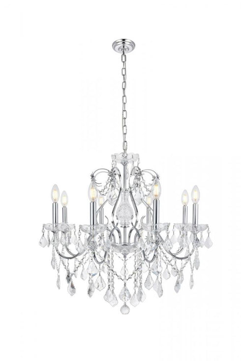 Elegant Lighting St. Francis 8 light in Chrome Chandelier Clear Royal Cut Crystal Model: V2015D26C/RC