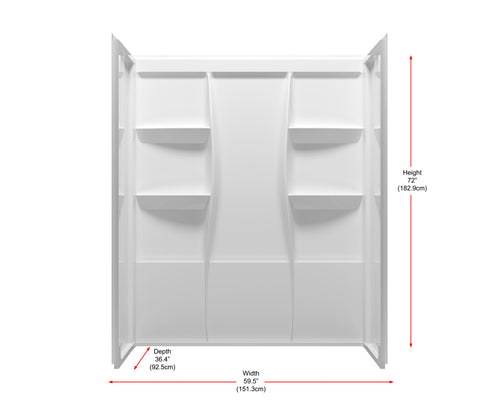 Elegant Lighting Sterling Shower Wall 60x36x72 in Glossy White Model: SW1016036GW