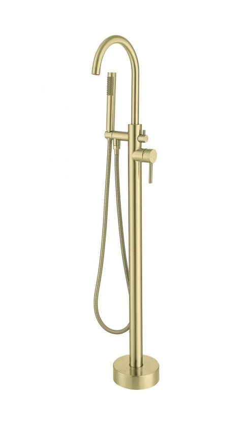 Elegant Lighting Steven Floor Mounted Roman Tub Faucet with Handshower in Brushed Gold Model: FAT-8001BGD
