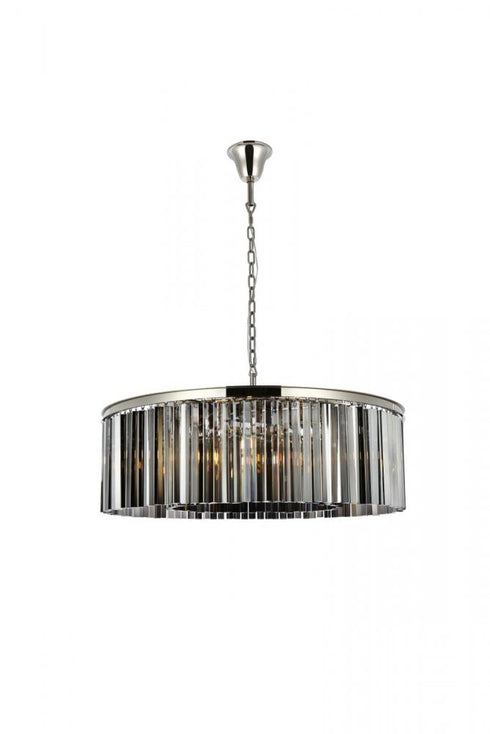 Elegant Lighting Sydney 10 light in Matte Black Chandelier Golden Teak (Smoky) Royal Cut Crystal Model: 1208G43MB-GT/RC