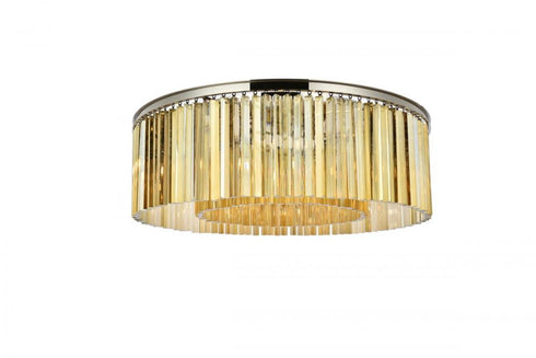 Elegant Lighting Sydney 10 light in Matte Black Flush Mount Golden Teak (Smoky) Royal Cut Crystal Model: 1208F43MB-GT/RC