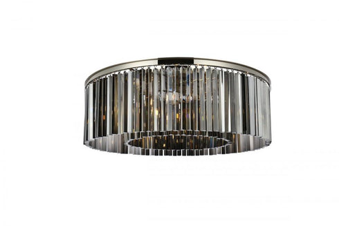 Elegant Lighting Sydney 10 light in Matte Black Flush Mount Golden Teak (Smoky) Royal Cut Crystal Model: 1208F43MB-GT/RC