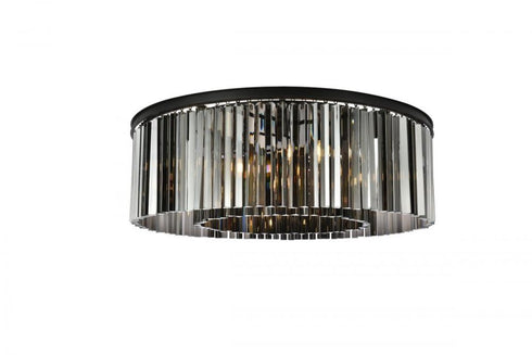 Elegant Lighting Sydney 10 light in Matte Black Flush Mount Golden Teak (Smoky) Royal Cut Crystal Model: 1208F43MB-GT/RC