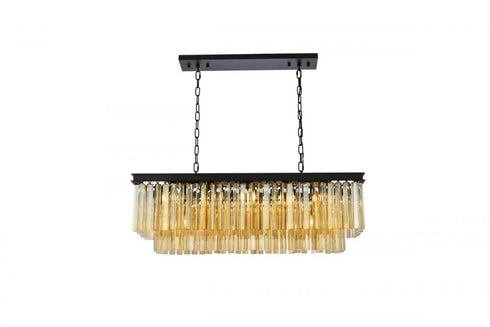 Elegant Lighting Sydney 12 light in Matte Black Chandelier Golden Teak (Smoky) Royal Cut Crystal Model: 1202D40MB-GT/RC
