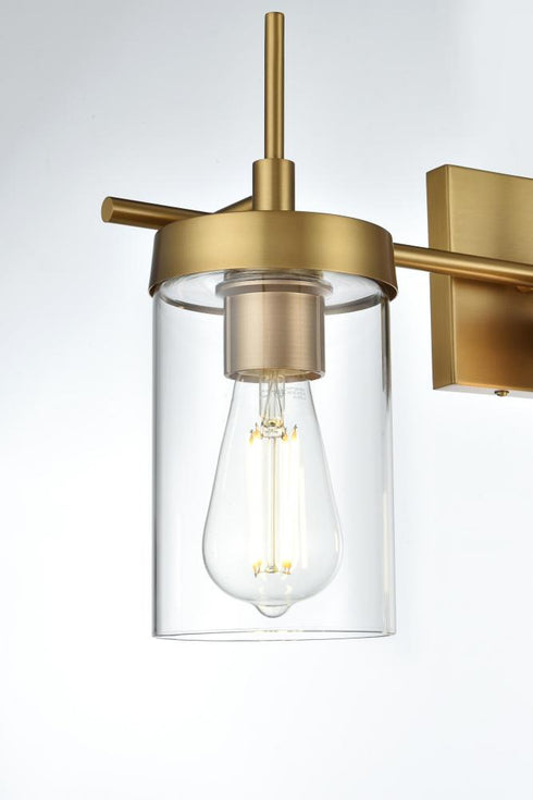 Elegant Lighting Taryin 24 inch Wall Sconce in Satin Gold in Satin Gold and Clear Finish Model: LD7319W24SG