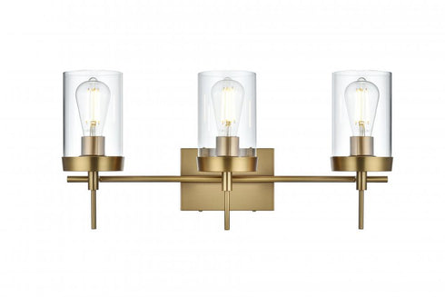 Elegant Lighting Taryin 24 inch Wall Sconce in Satin Gold in Satin Gold and Clear Finish Model: LD7319W24SG