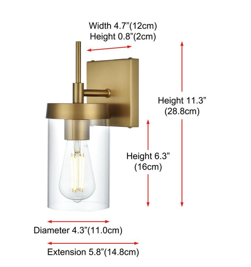 Elegant Lighting Taryin 4.5 inch Wall Sconce in Satin Gold in Satin Gold and Clear Finish Model: LD7319W5SG