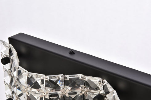 Elegant Lighting Tate 3 light bath sconce in black with clear crystals in Black and Clear Finish Model: LD7001W21BK