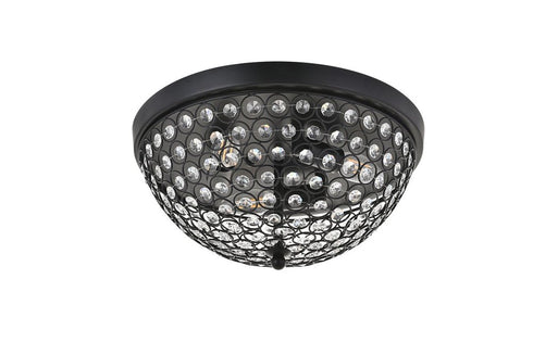 Elegant Lighting Taye 3 light Matte Black Flush Mount in Matte Black and Clear Finish Model: LD5012F13MB