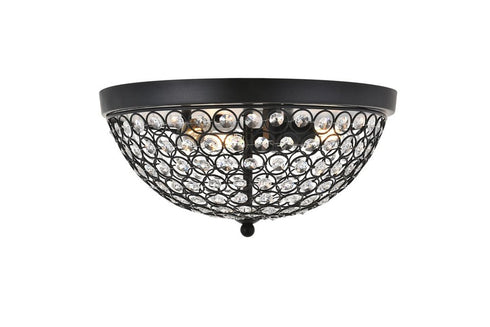 Elegant Lighting Taye 3 light Matte Black Flush Mount in Matte Black and Clear Finish Model: LD5012F13MB