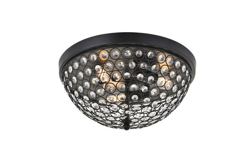 Elegant Lighting Taye 3 light Matte Black Flush Mount in Matte Black and Clear Finish Model: LD5012F13MB