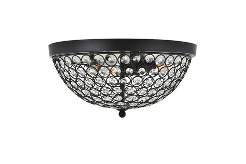 Elegant Lighting Taye 3 light Matte Black Flush Mount in Matte Black and Clear Finish Model: LD5012F13MB