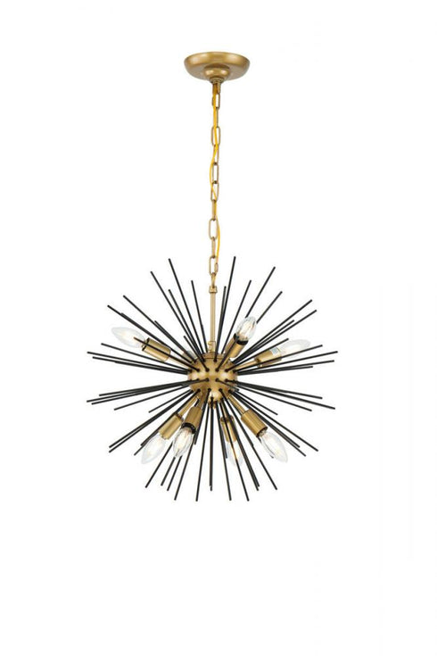Elegant Lighting Timber 8 light in Brass and Black pendant Model: LD5035D20BK