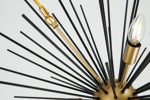 Elegant Lighting Timber 8 light in Brass and Black pendant Model: LD5038D30BK