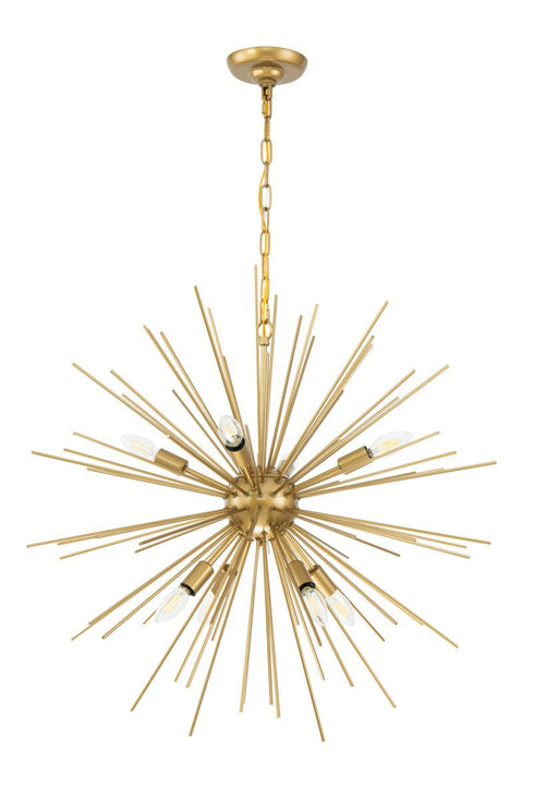 Elegant Lighting Timber 8 light in Brass pendant Model: LD5039D30BR