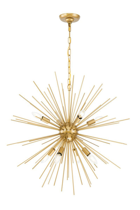 Elegant Lighting Timber 8 light in Brass pendant Model: LD5039D30BR