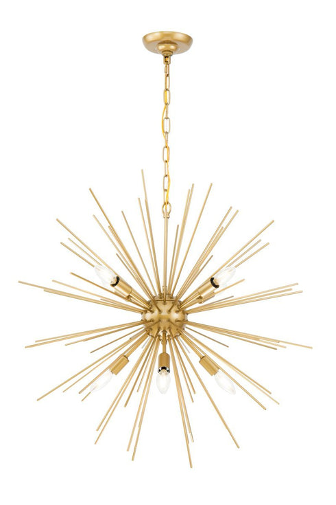 Elegant Lighting Timber 8 light in Brass pendant Model: LD5039D30BR
