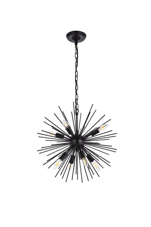 Elegant Lighting Timber 8 lights black pendant Model: LD5051D20BK
