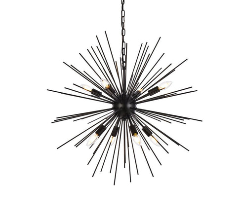 Elegant Lighting Timber 8 lights black pendant Model: LD5051D30BK