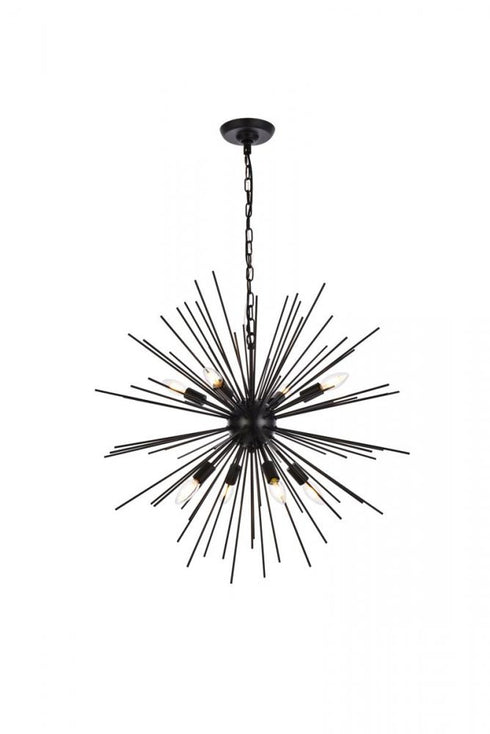 Elegant Lighting Timber 8 lights black pendant Model: LD5051D30BK