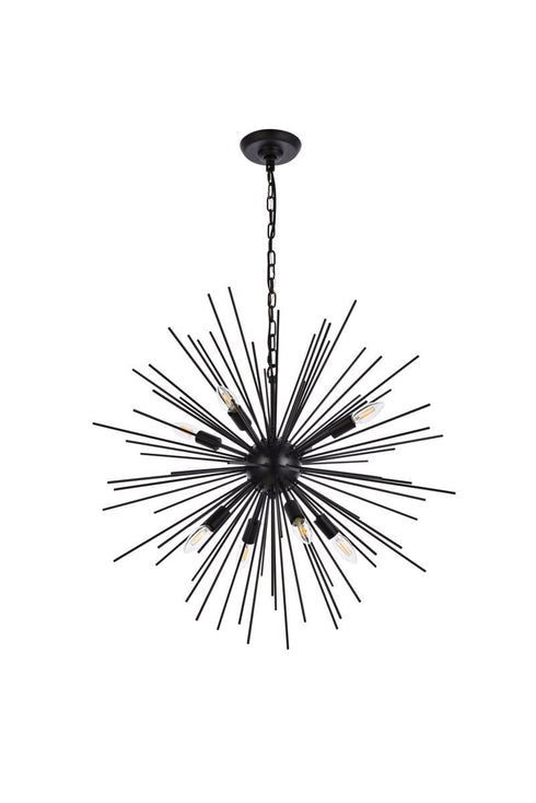 Elegant Lighting Timber 8 lights black pendant Model: LD5051D30BK