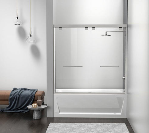 Elegant Lighting Trenton Semi frameless Tub Door 60x60 in Brushed Gold Model: TD333-6060BGD