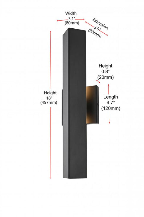 Elegant Lighting Troy 4.5 x 18 inch Outdoor Wall Sconce in Black Model: OD505W18BK