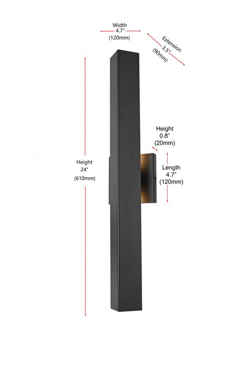 Elegant Lighting Troy 4.5 x 24 inch Outdoor Wall Sconce in Black Model: OD505W24BK