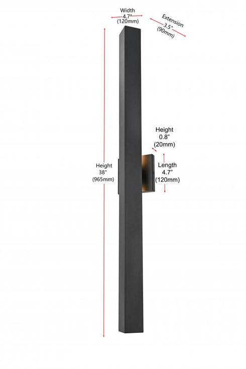 Elegant Lighting Troy 4.5 x 38 inch Outdoor Wall Sconce in Black Model: OD505W38BK