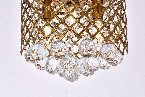 Elegant Lighting Tully 3 lights brass flush mount in Brass and Clear Finish Model: LD5010F10BR