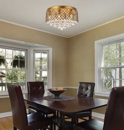 Elegant Lighting Tully 6 lights brass flush mount in Brass and Clear Finish Model: LD5010F18BR
