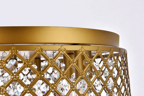 Elegant Lighting Tully 6 lights brass flush mount in Brass and Clear Finish Model: LD5010F18BR