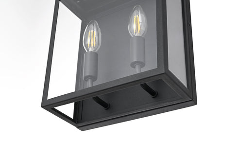 Elegant Lighting Valentin 2 Light Wall Sconce W9.4 Inch E4.7 Inch H11.8 Inch in Black Model: OD418W12BK