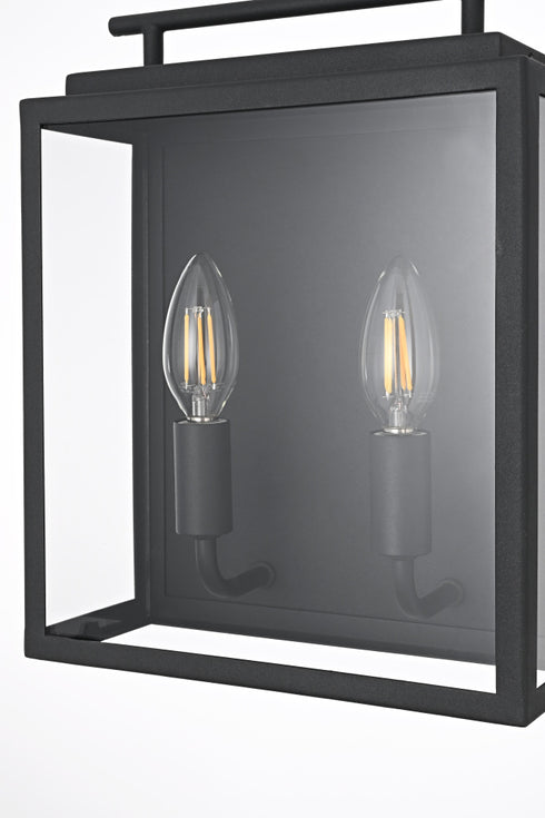 Elegant Lighting Valentin 2 Light Wall Sconce W9.4 Inch E4.7 Inch H11.8 Inch in Black Model: OD418W12BK