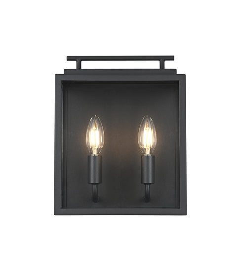 Elegant Lighting Valentin 2 Light Wall Sconce W9.4 Inch E4.7 Inch H11.8 Inch in Black Model: OD418W12BK